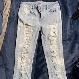 American Eagle ripped skinny jeans.
